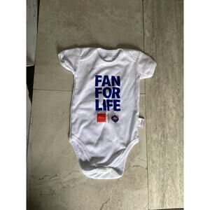 New York Mets 0-3M Baby Onesie FAN FOR LIFE Newborn White